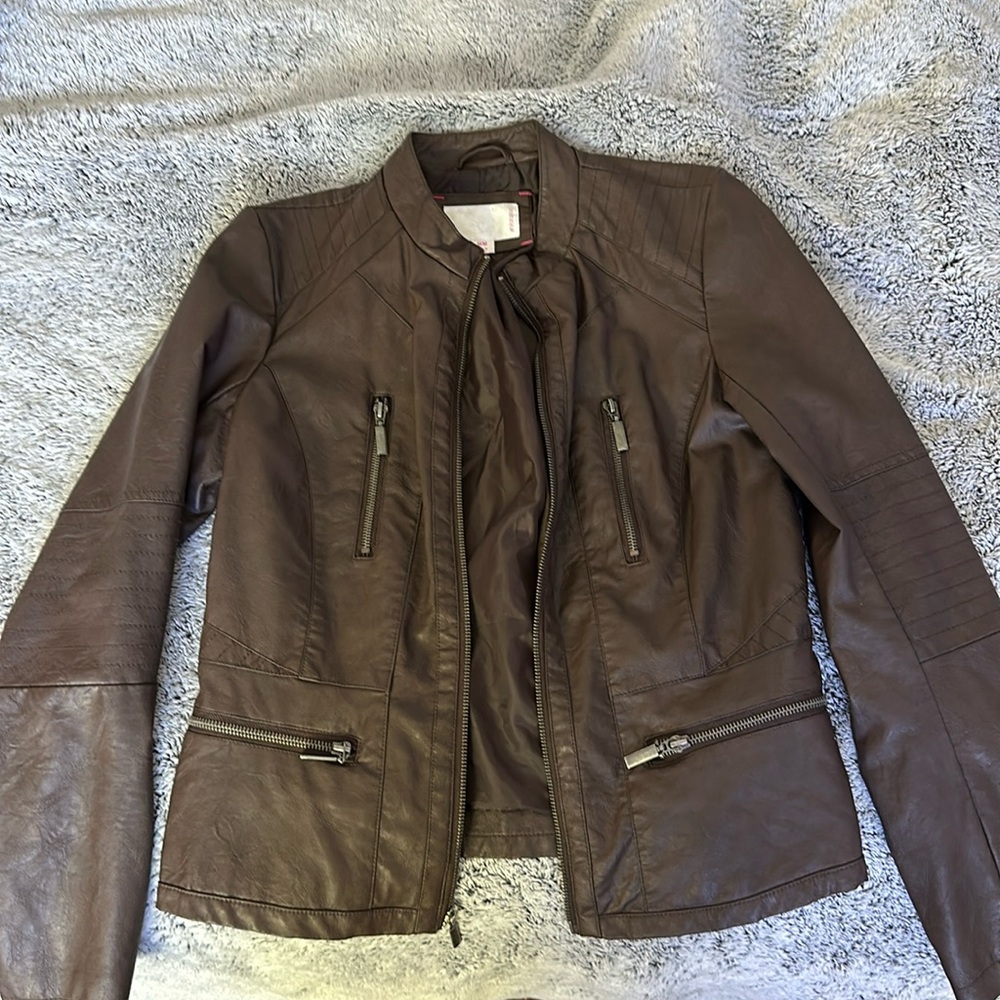 Women’s brown faux leather jacket size M